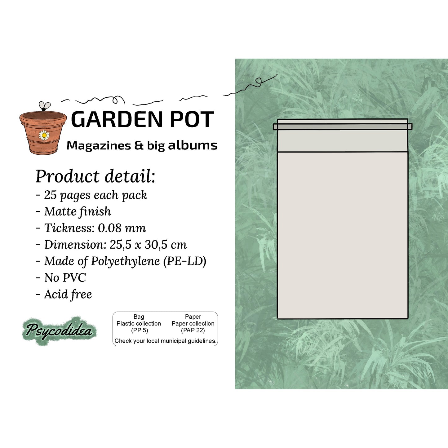 esempio etichetta per prodotto sleeves per grandi album e riviste