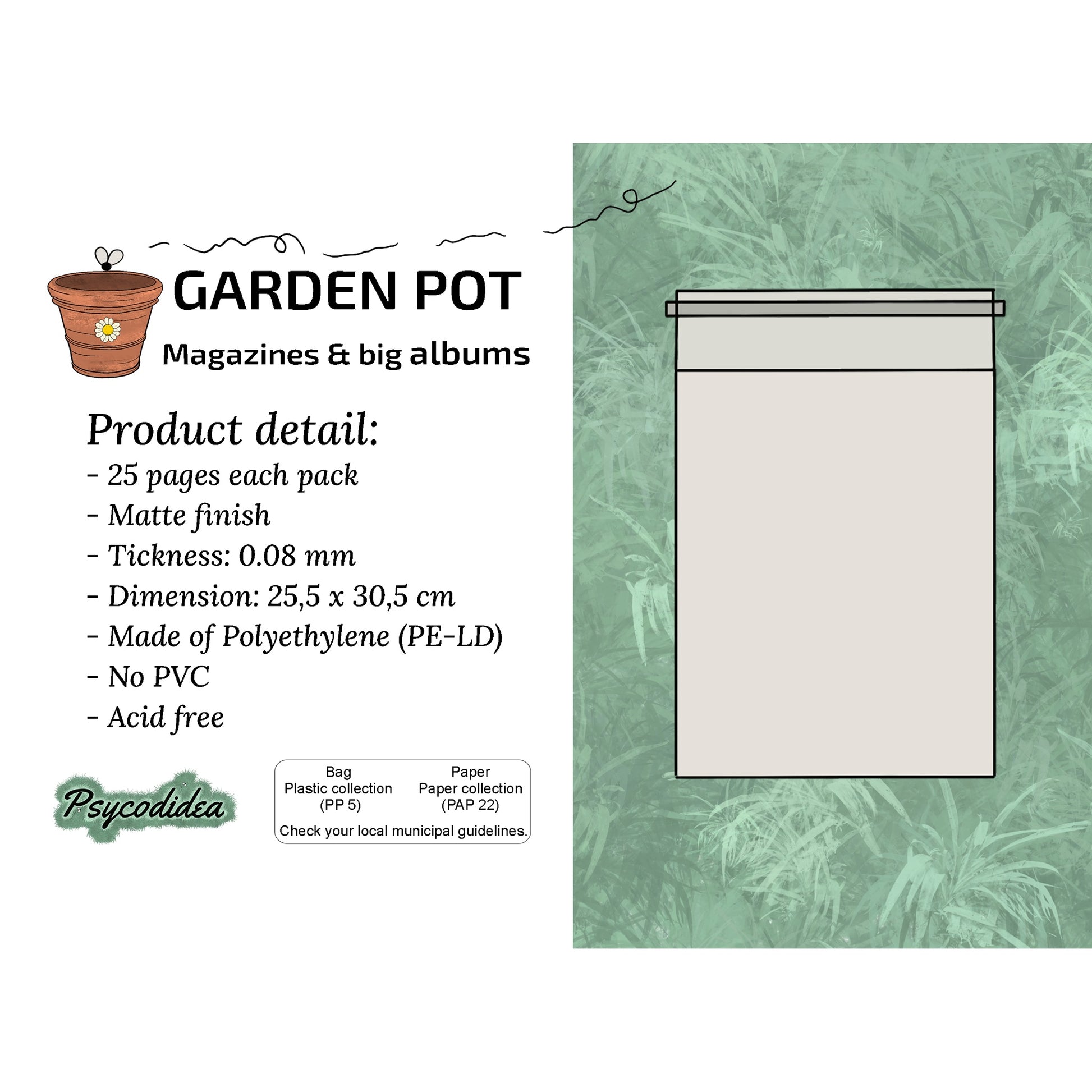 esempio etichetta per prodotto sleeves per grandi album e riviste