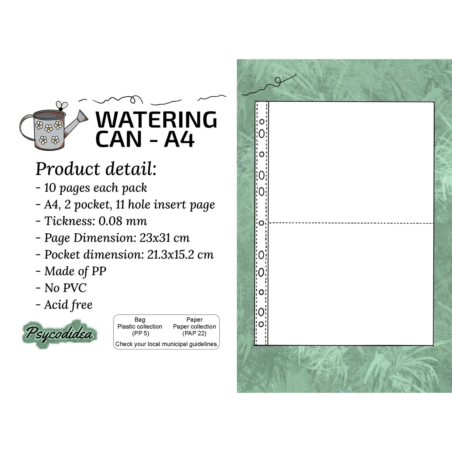 A4 Pagine con 2 tasche orizzontali per raccoglitori etichetta